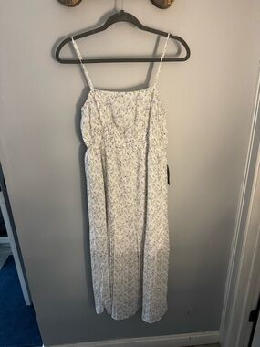 Lush White Midi Dress with Lilac Floral Print